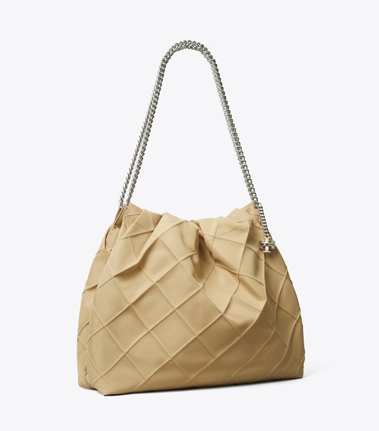 Tory Burch designer sacs hobo Sac Hobo Fleming en nylon in Praline angle