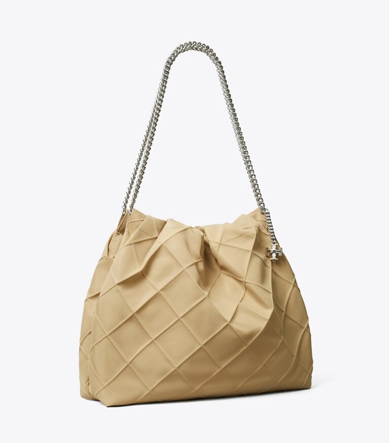 Tory Burch designer sacs hobo Sac Hobo Fleming en nylon in Praline angle