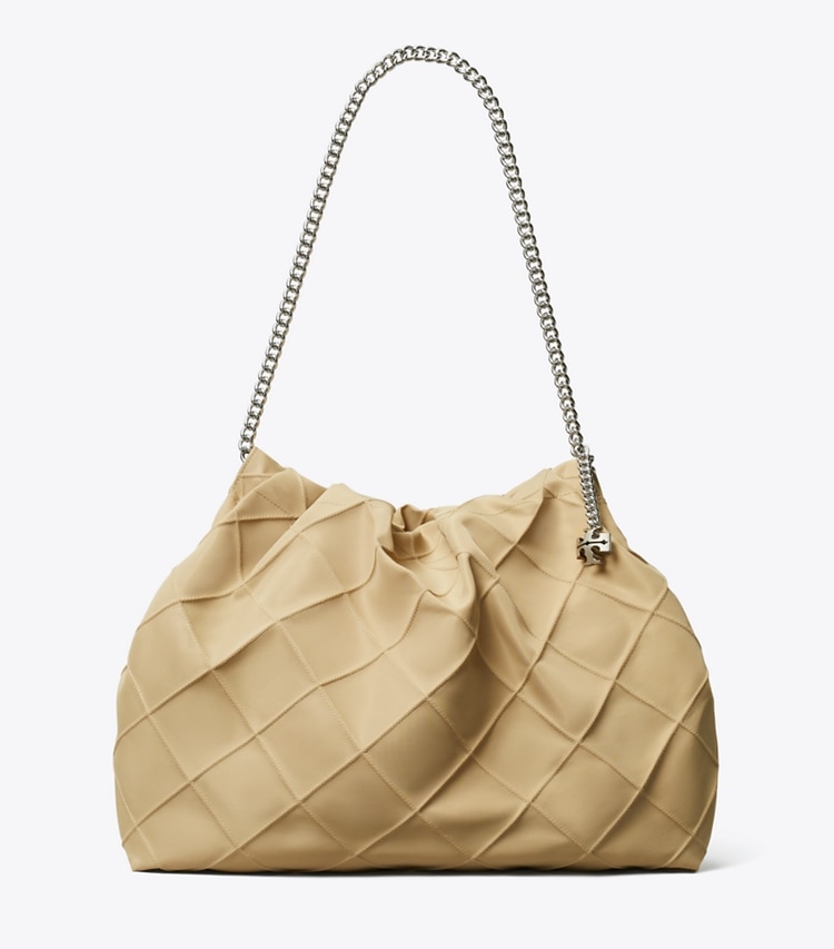 Tory Burch designer sacs hobo Sac Hobo Fleming en nylon in Praline front