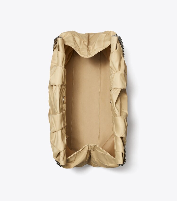 Tory Burch designer sacs hobo Sac Hobo Fleming en nylon in Praline dessus