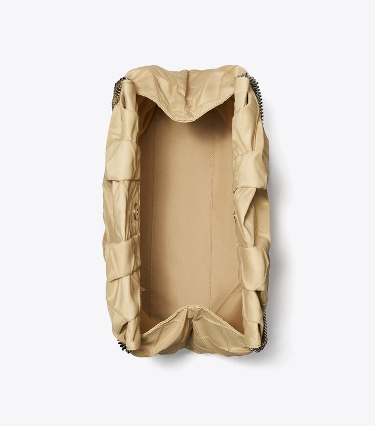 Tory Burch designer sacs hobo Sac Hobo Fleming en nylon in Praline dessus