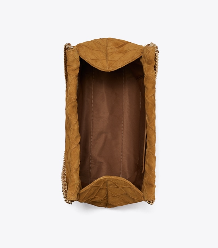 Tory Burch designer sacs hobo Sac Hobo Fleming Soft en daim in CHICORY BROWN angle