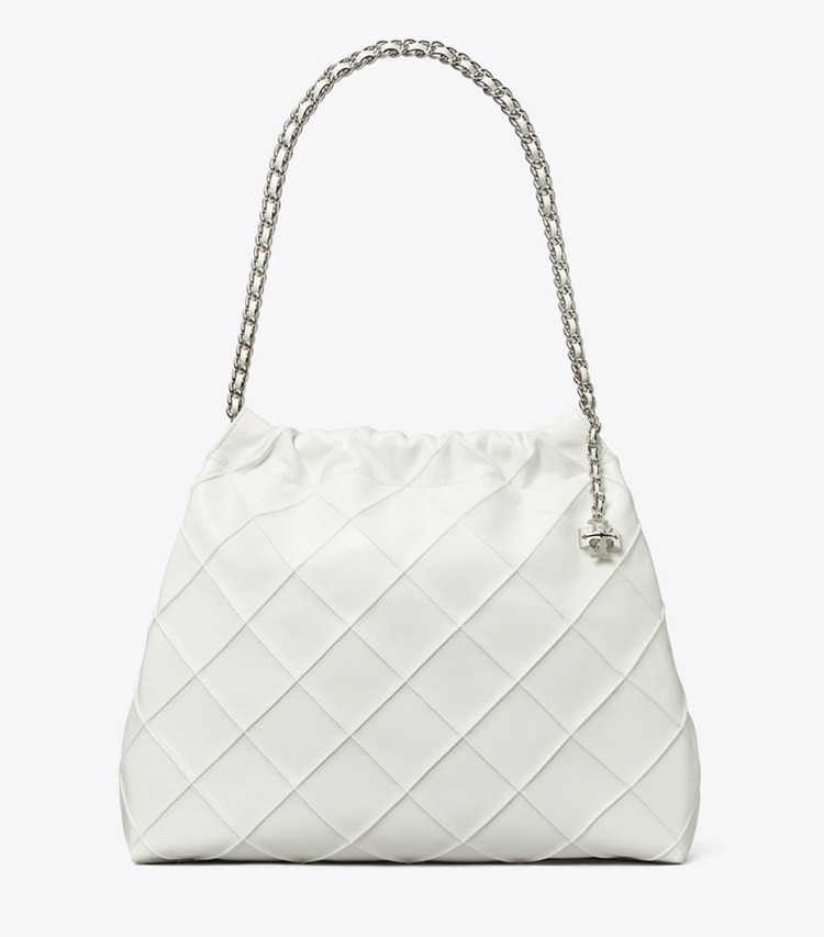 Tory Burch designer sacs hobo Sac hobo Fleming souple effet vieilli dans Blanc de face