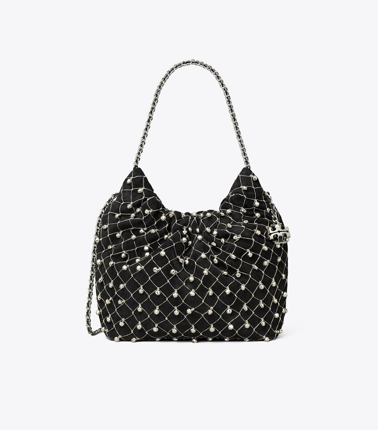 Tory Burch designer sacs à bandoulière Sac hobo mini Fleming Bell dans Black de face