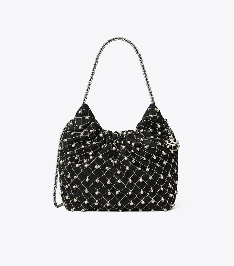 Tory Burch designer sacs à bandoulière Sac hobo mini Fleming Bell dans Black de face