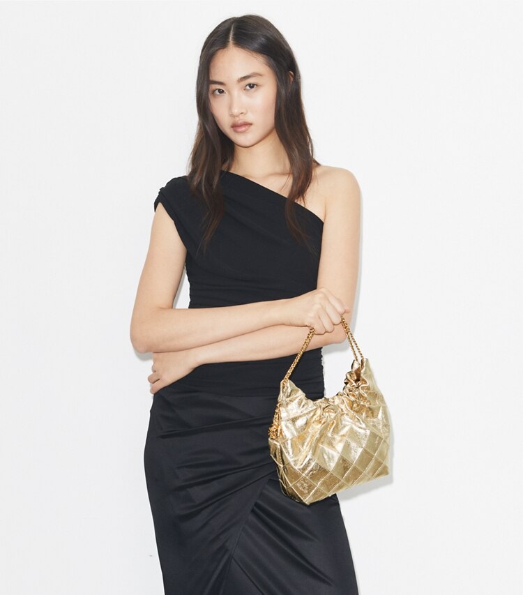 Tory Burch designer sacs à bandoulière Sac hobo mini Fleming métallisé dans GOLD supplémentaire sur le modèle