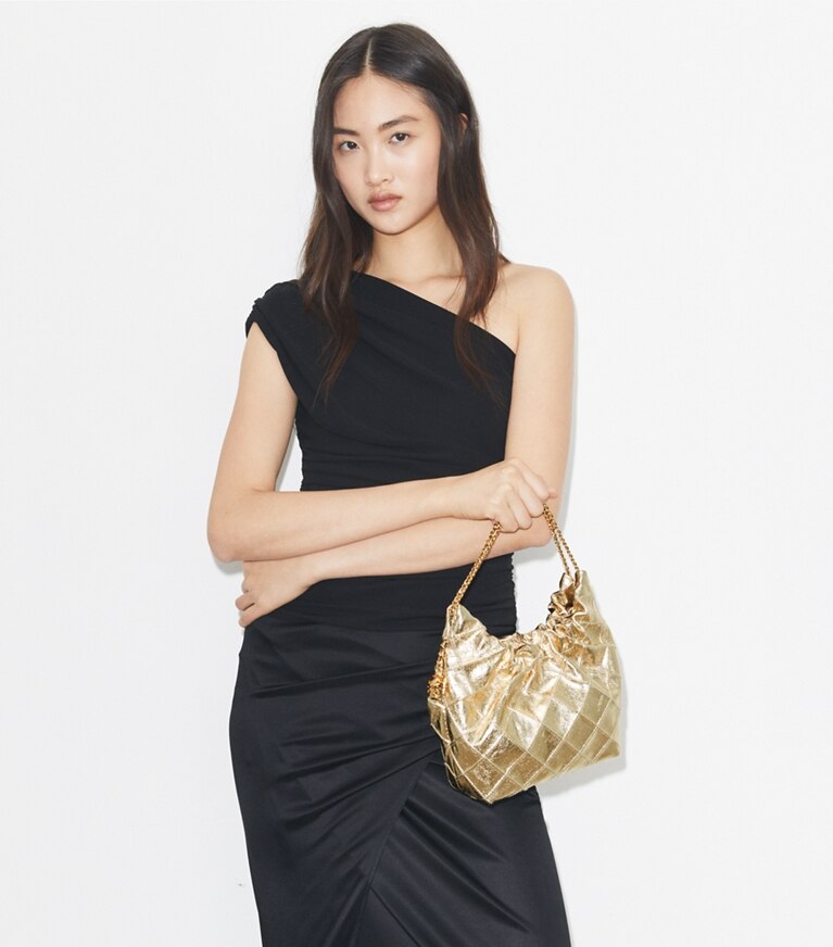 Tory Burch designer sacs à bandoulière Sac hobo mini Fleming métallisé dans GOLD supplémentaire sur le modèle