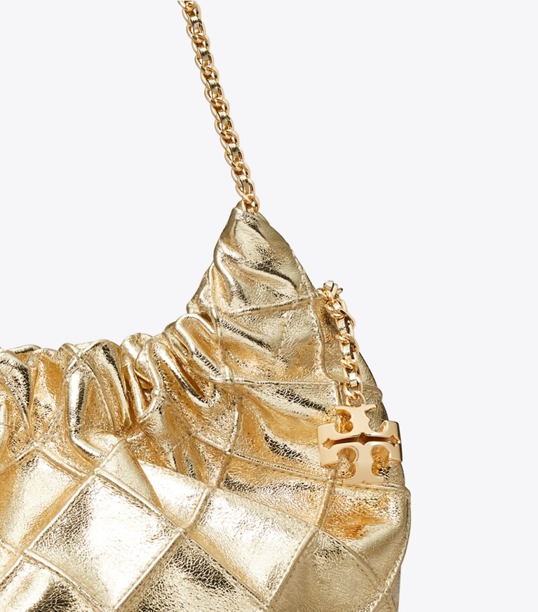 Tory Burch designer sacs à bandoulière Sac hobo mini Fleming métallisé dans GOLD détails