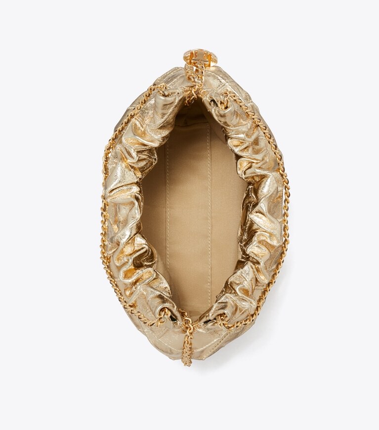 Tory Burch designer sacs à bandoulière Sac hobo mini Fleming métallisé dans GOLD vue du dessus
