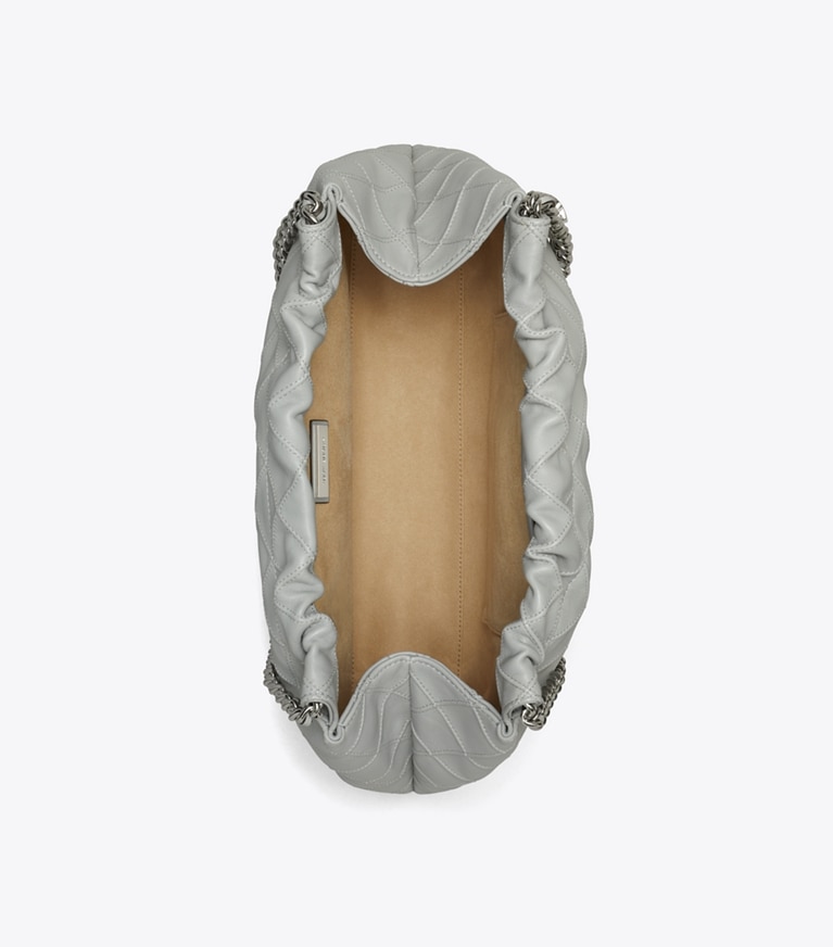 Tory Burch designer sacs hobo Sac hobo souple Fleming dans Gray vue du dessus