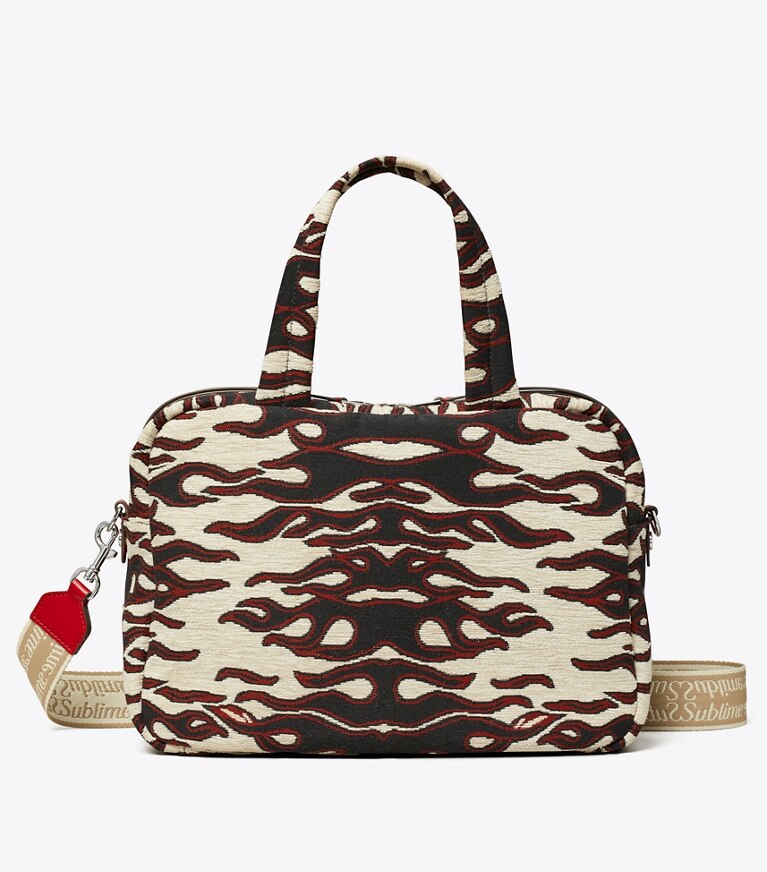 Tory Burch designer sacs à bandoulière Sac Jacquard dans Black/Red de face