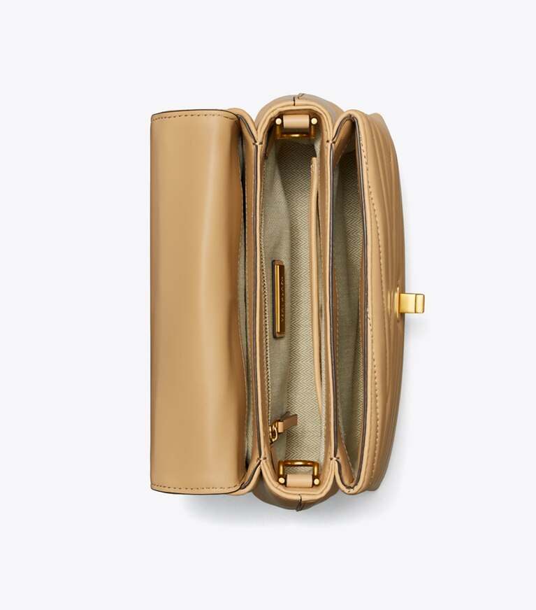 Tory Burch designer sac à main Sac Kira à chevrons et anse in Desert Dune dessus