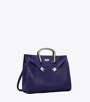 Tory Burch designer cabas Sac Lee Radziwill en suède souple dans Navy angle