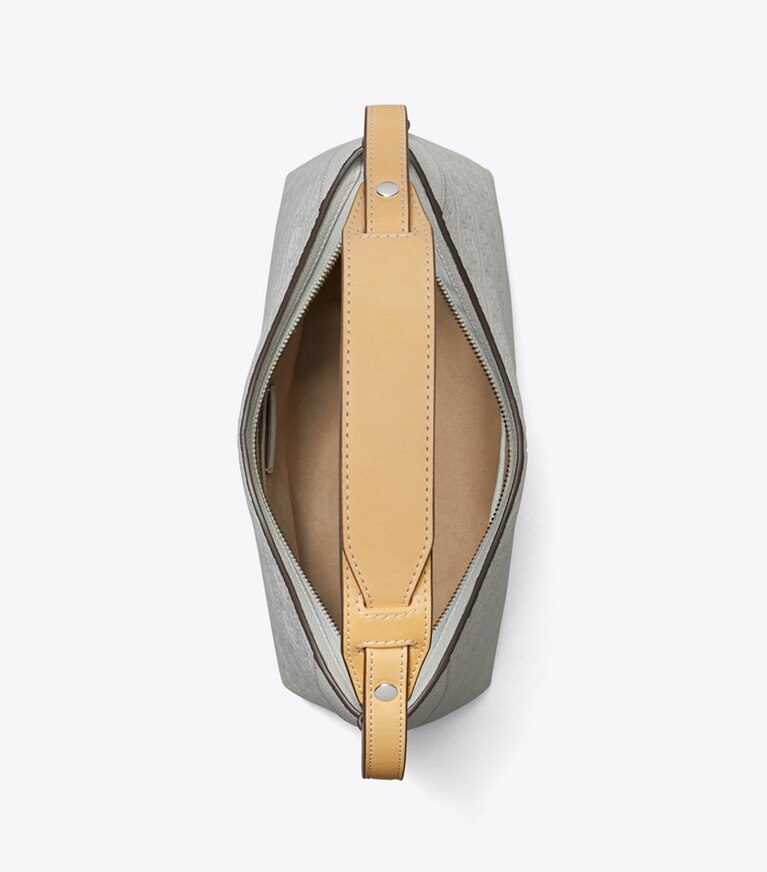 Tory Burch designer sacs porté épaule Sac Messenger grainé T Monogram in Light Titanium angle
