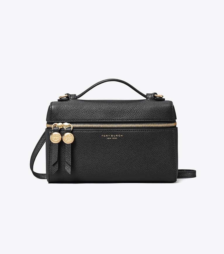 Tory Burch designer sacs à bandoulière Sac mince à poignée supérieure Romy dans Black de face