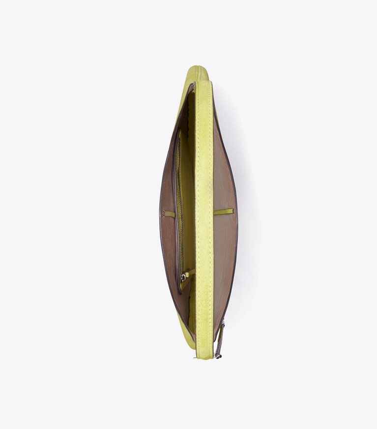 Tory Burch designer sacs porté épaule Sac Pierced en suède souple dans Citrus Green vue du dessus