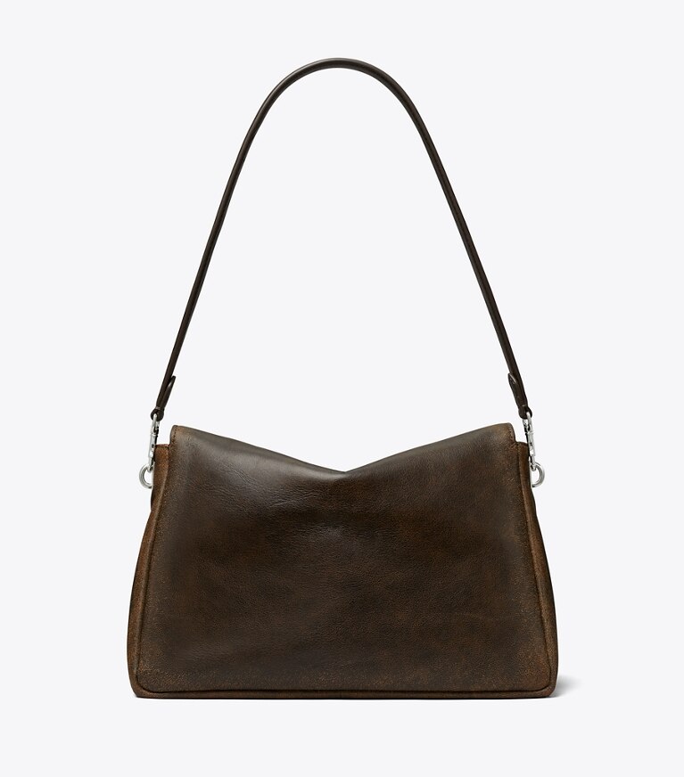 Tory Burch designer sacs porté épaule Sac porté épaule Charlie effet vieilli in New Barley/ Dark Roast retour