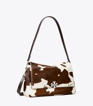 Tory Burch designer sacs porté épaule Sac porté épaule Charlie en cuir de veau façon poulain dans Mocha Brown / Shea Butter angle