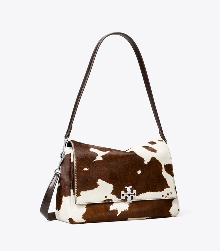 Tory Burch designer sacs porté épaule Sac porté épaule Charlie en cuir de veau façon poulain dans Mocha Brown / Shea Butter angle