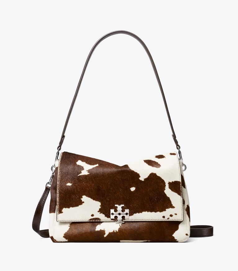 Tory Burch designer sacs porté épaule Sac porté épaule Charlie en cuir de veau façon poulain dans Mocha Brown / Shea Butter de face