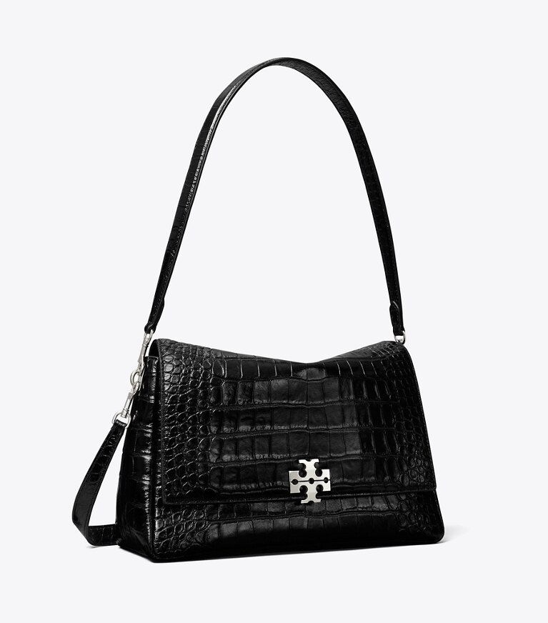 Tory Burch designer sacs porté épaule Sac porté épaule Charlie en cuir embossé effet croco in Black angle