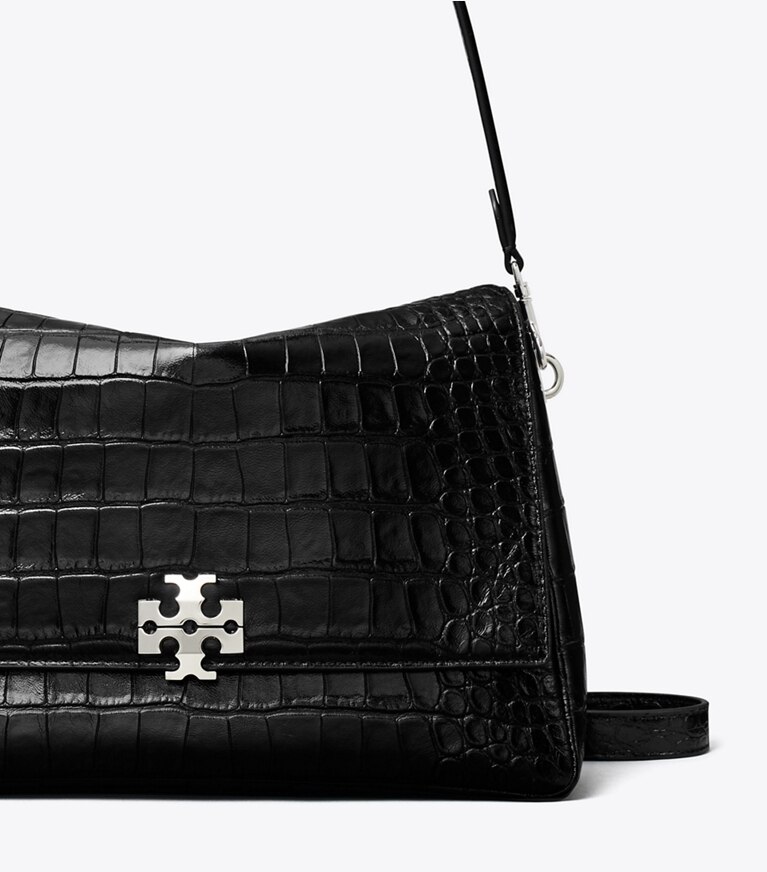Tory Burch designer sacs porté épaule Sac porté épaule Charlie en cuir embossé effet croco in Black informations