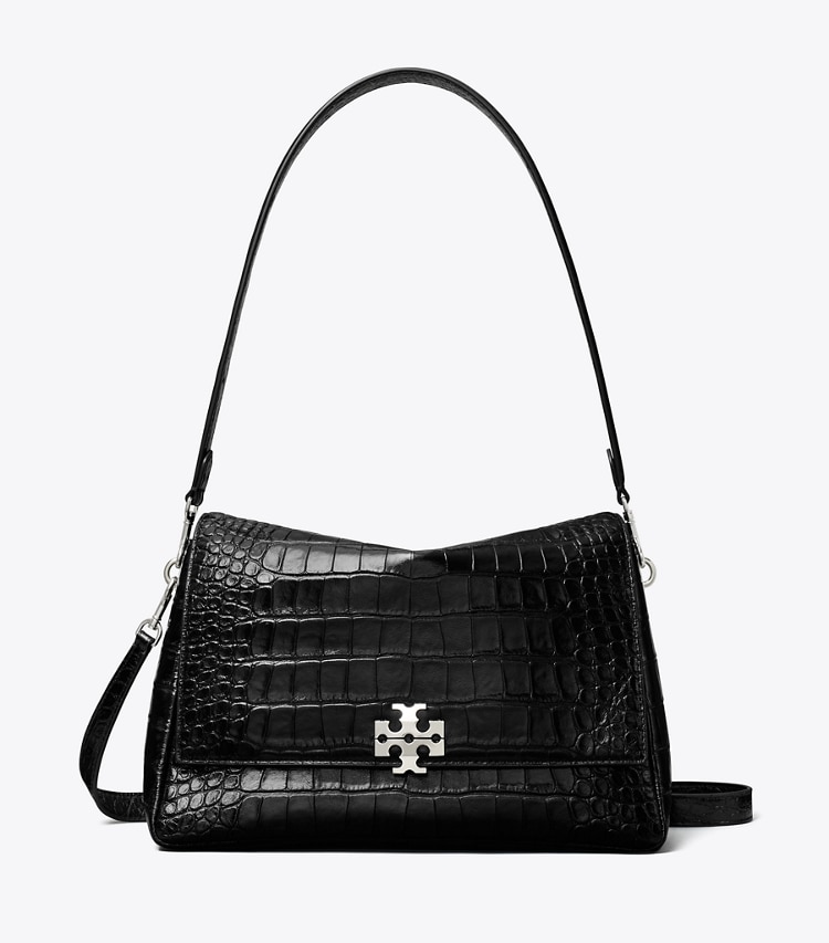 Tory Burch designer sacs porté épaule Sac porté épaule Charlie en cuir embossé effet croco in Black front