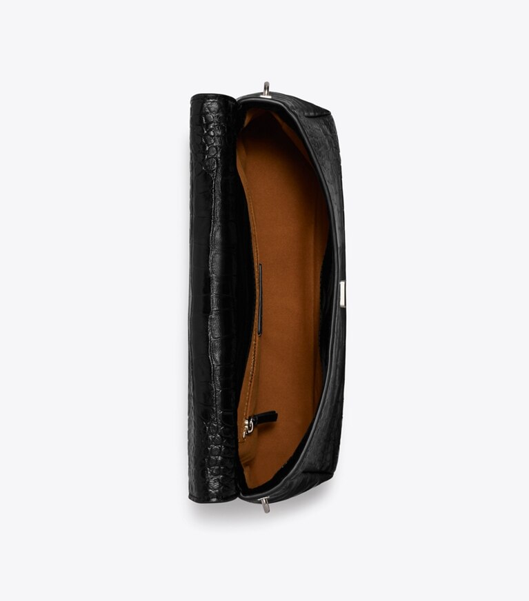 Tory Burch designer sacs porté épaule Sac porté épaule Charlie en cuir embossé effet croco in Black dessus