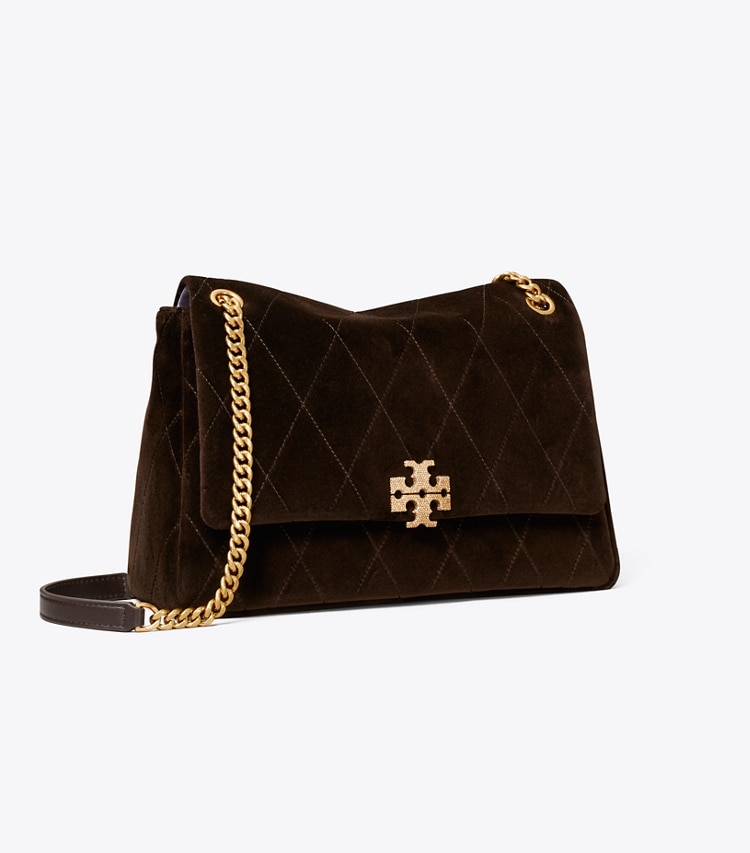 Tory Burch designer sacs porté épaule Sac porté épaule Charlie en velours matelassé pavé in Chestnut angle