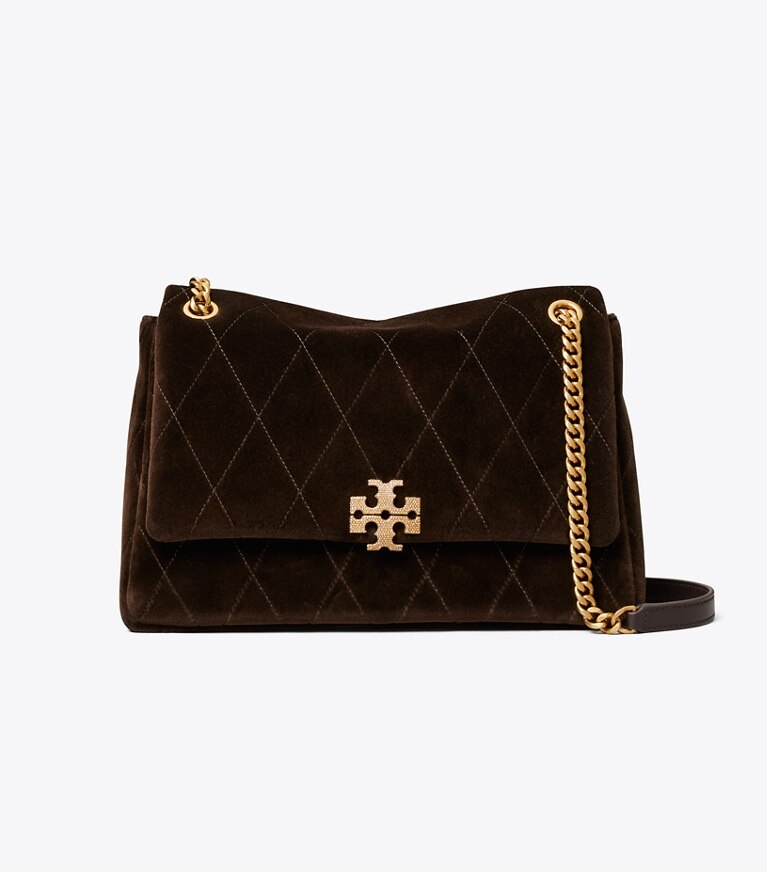 Tory Burch designer sacs porté épaule Sac porté épaule Charlie en velours matelassé pavé in Chestnut front