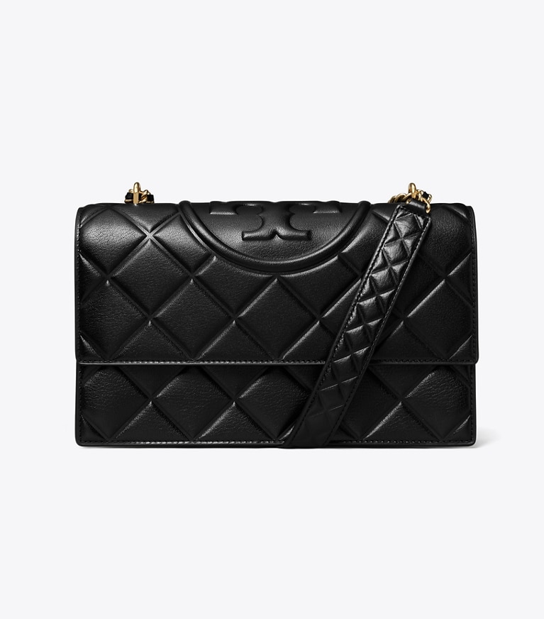 Tory Burch designer sacs porté épaule Sac porté épaule convertible Fleming in Black front
