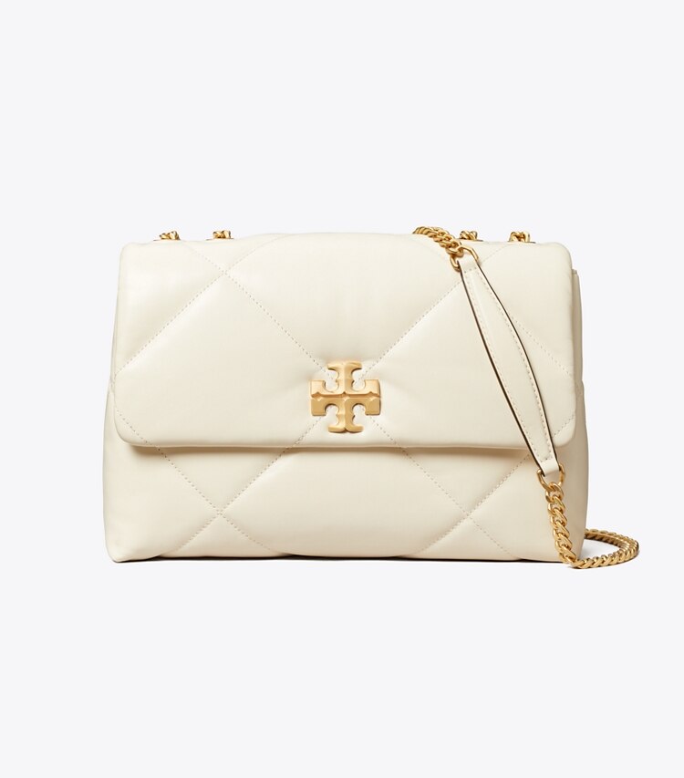 Tory Burch designer sacs porté épaule Sac porté épaule convertible Kira à matelassage losange in Warm White front