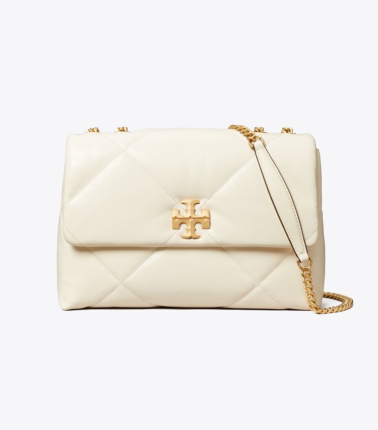 Tory Burch designer sacs porté épaule Sac porté épaule convertible Kira à matelassage losange in Warm White front