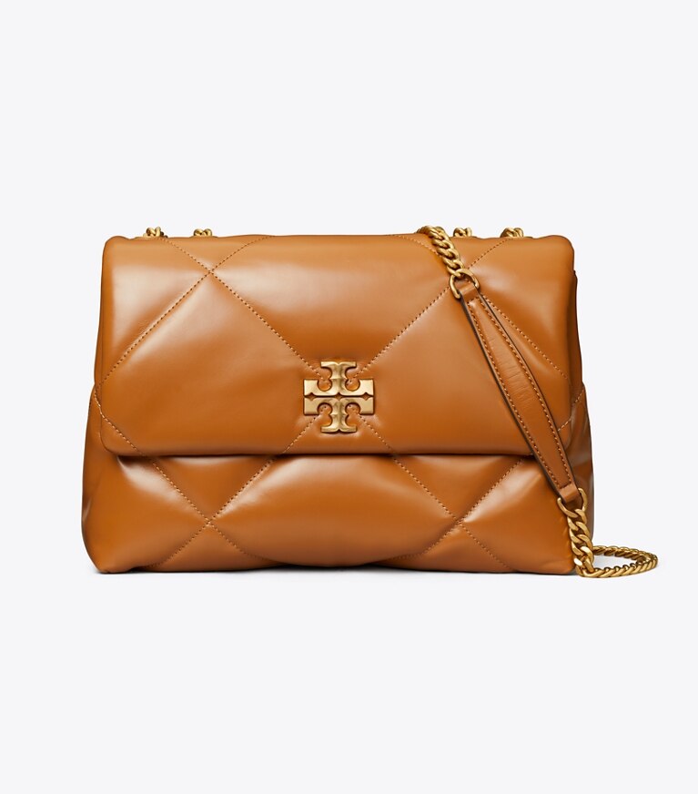 Tory Burch designer sacs porté épaule Sac porté épaule convertible Kira à matelassage losange in Classic Chestnut front