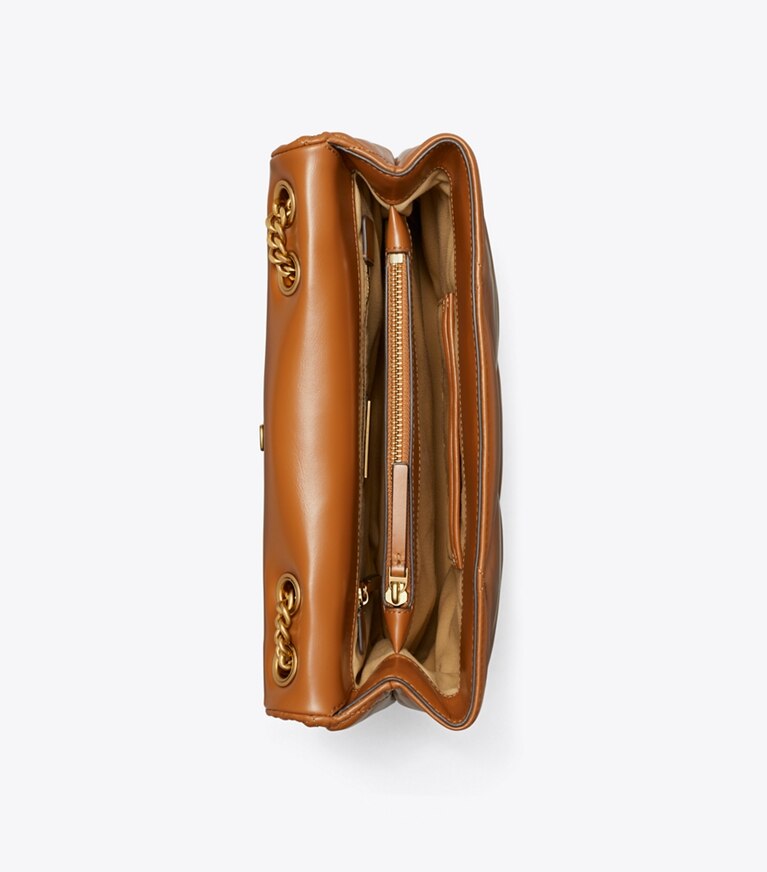 Tory Burch designer sacs porté épaule Sac porté épaule convertible Kira à matelassage losange in Classic Chestnut dessus