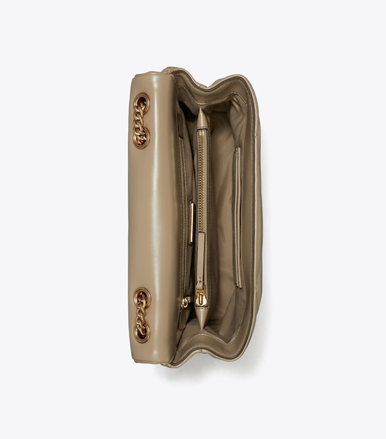 Tory Burch designer sacs porté épaule Sac porté épaule convertible Kira à matelassage losange in Taupe Oak dessus