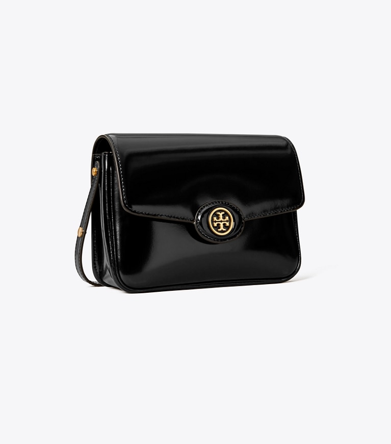 Tory Burch designer sacs porté épaule Sac porté épaule convertible Robinson en cuir spazzolato in Black angle