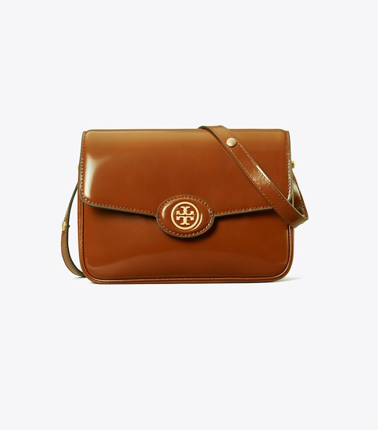 Tory Burch designer sacs porté épaule Sac porté épaule convertible Robinson en cuir spazzolato in DARK SIENNA angle