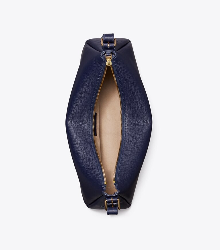 Tory Burch designer sacs porté épaule Sac porté épaule en cuir à glissière sur le dessus dans Tory Navy vue du dessus