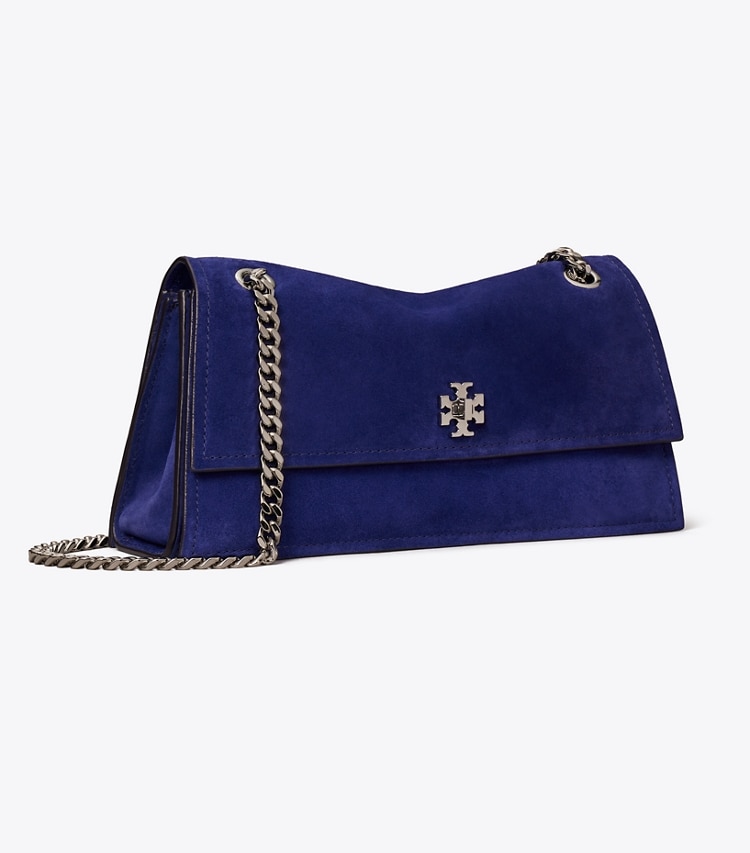 Tory Burch designer sacs porté épaule Sac porté épaule en daim avec fermoir Kira in Ballpoint Blue angle