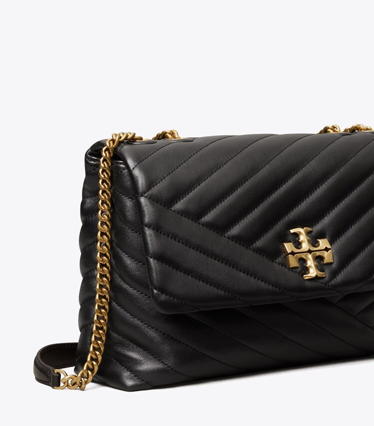 Tory Burch designer sacs porté épaule Sac porté épaule Kira convertible à chevrons in Black / Rolled Brass informations