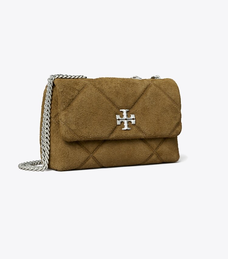 Tory Burch designer sacs porté épaule Sac porté épaule Kira en daim à matelassage losange in Deep Olive angle