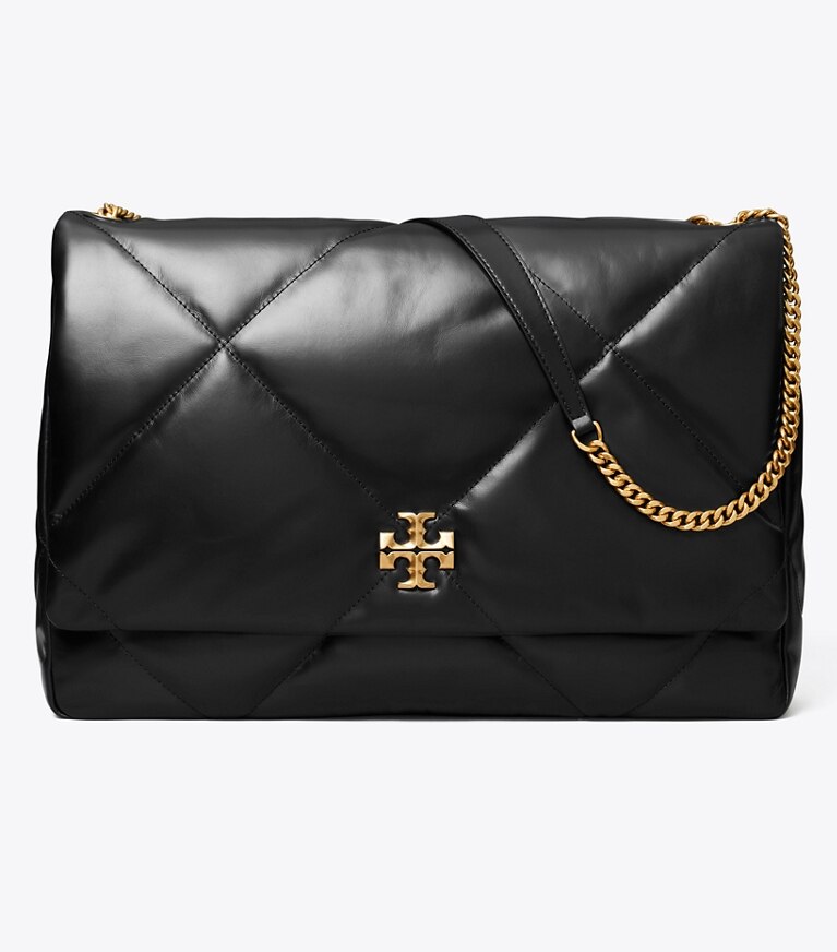 Tory Burch designer sacs porté épaule Sac porté épaule Kira surdimensionné à matelassage diamant dans Black de face