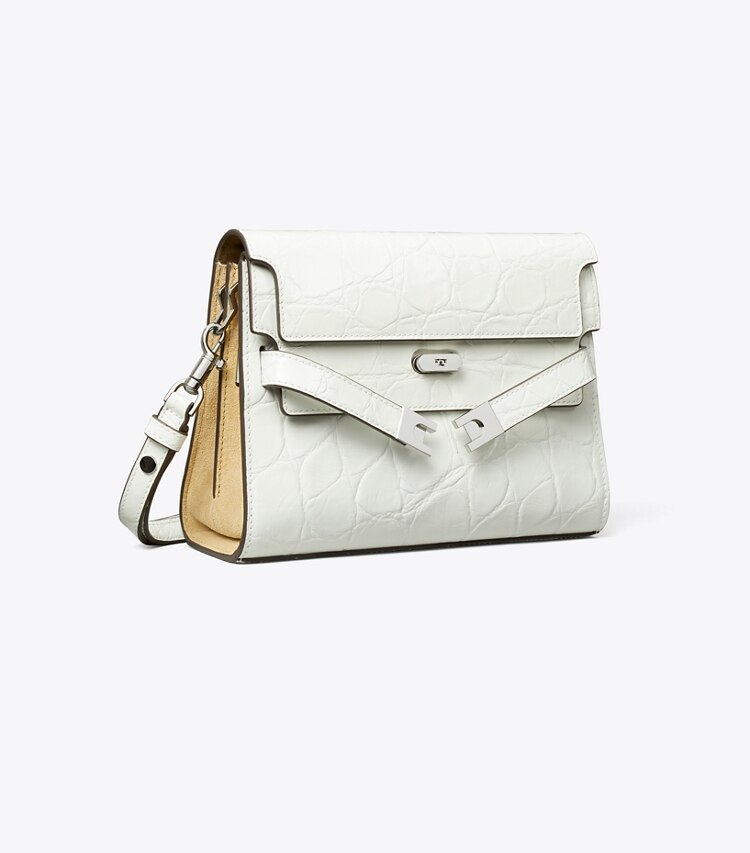 Tory Burch designer sacs porté épaule Sac porté épaule Lee Radziwill embossé motif croco dans Blanc angle