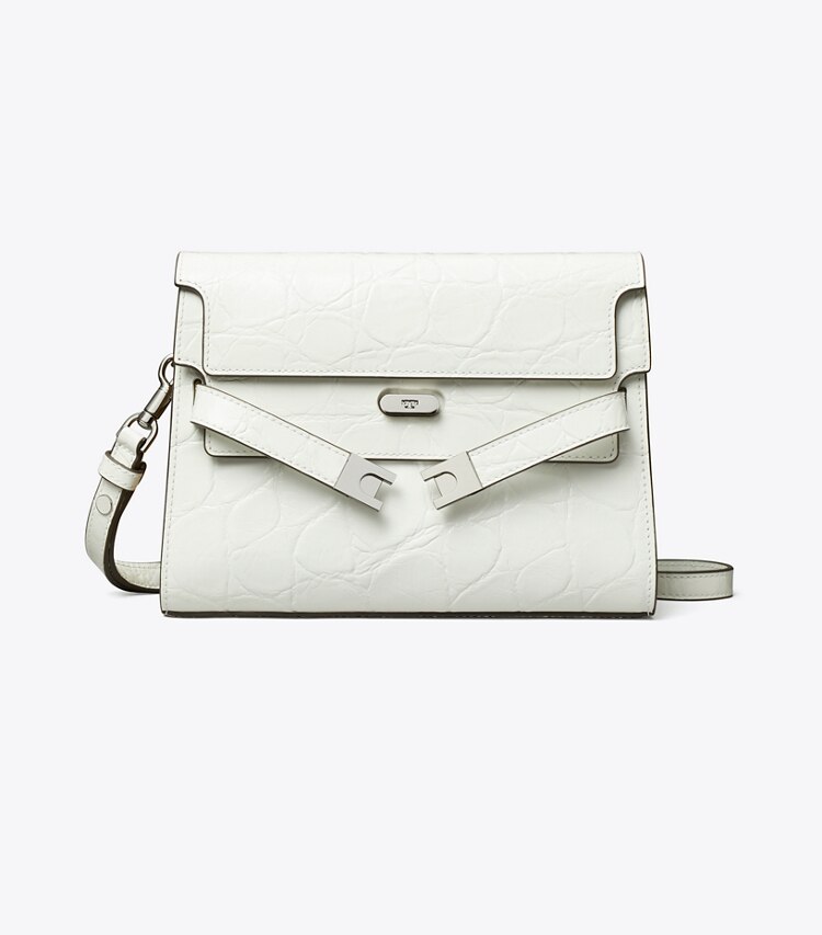 Tory Burch designer sacs porté épaule Sac porté épaule Lee Radziwill embossé motif croco dans Blanc de face