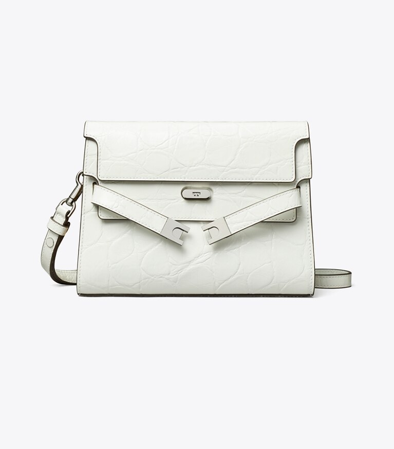 Tory Burch designer sacs porté épaule Sac porté épaule Lee Radziwill embossé motif croco dans Blanc de face