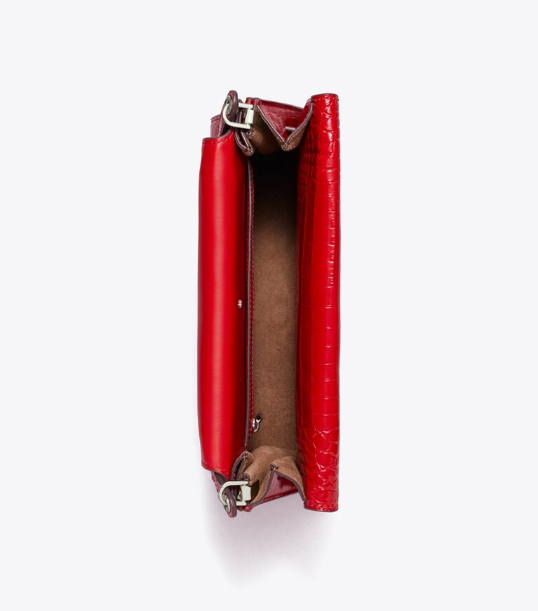 Tory Burch designer sacs porté épaule Sac porté épaule Lee Radziwill embossé motif croco dans Red Sky vue du dessus