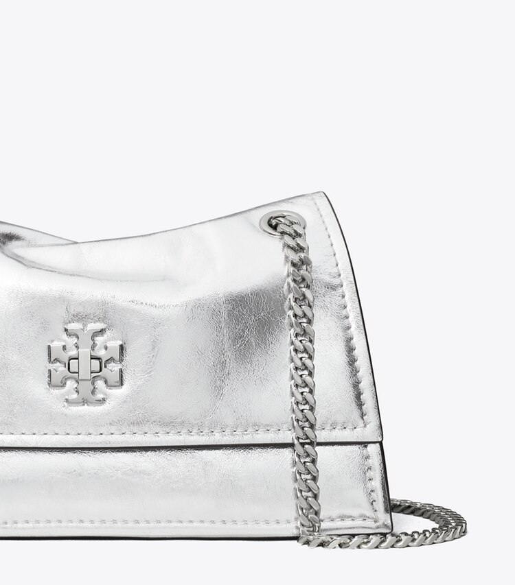 Tory Burch designer sacs porté épaule Sac porté épaule métallisé mini Kira à fermoir dans Silver détails