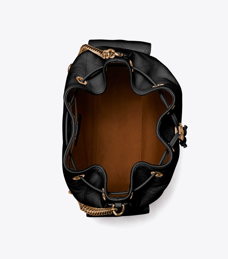 Tory Burch designer sacs porté épaule Sac porté épaule matelassé Charlie avec cordon de serrage in Black dessus