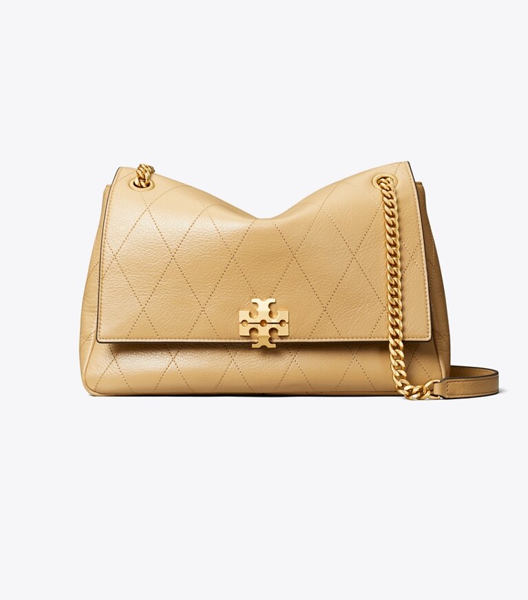 Tory Burch designer sacs porté épaule Sac porté épaule matelassé Charlie in Pecan front